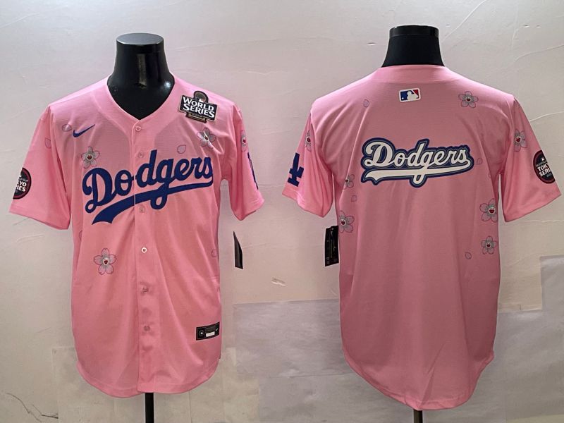Men Los Angeles Dodgers Blank Pink Sakura Edition 2025 Nike MLB Jersey style 15->los angeles dodgers->MLB Jersey